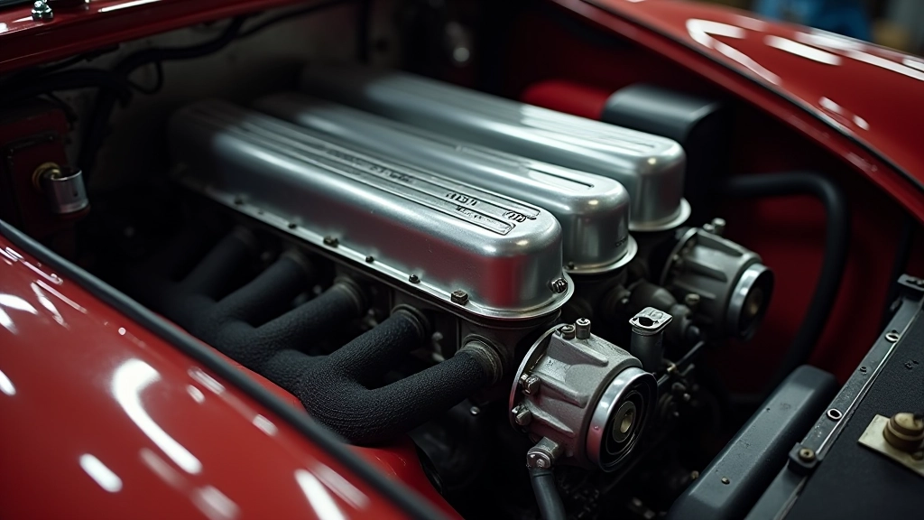 Porsche 911 kabrioleto iš 1960-ų metų galingas variklis su horizontaliai priešingais cilindrais, sidabrinė metalinė spalva